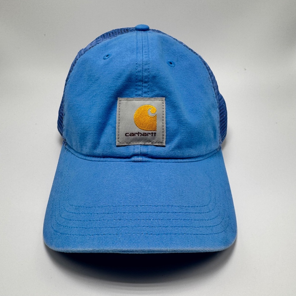 Carhartt Blue Canvas Meshback Adjustable Snapback Trucker Cap Hat AH0286 - Picture 2 of 9